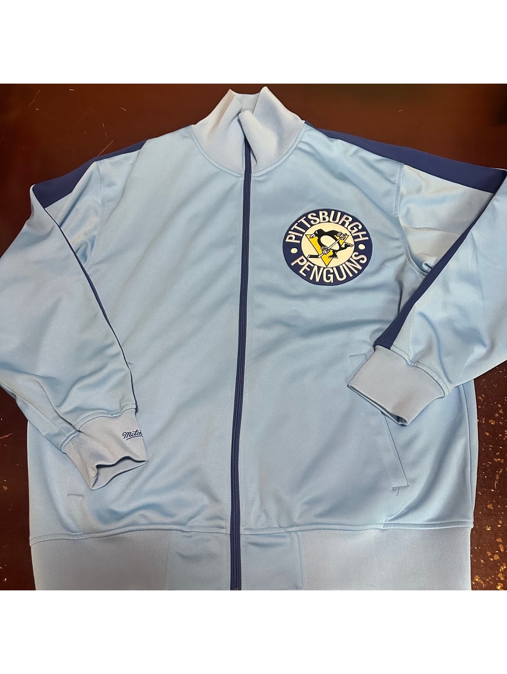 Pittsburgh Penguins, Mitchell and Ness blue zip up jacket XL